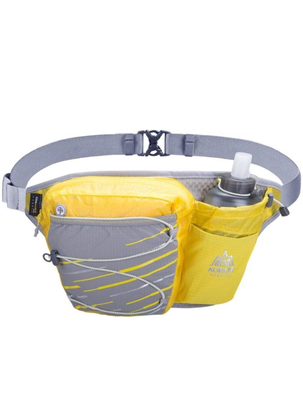 AONIJIE Yellow & Gray Hydration Belt Running Fanny Pack with Water Bottle Holder